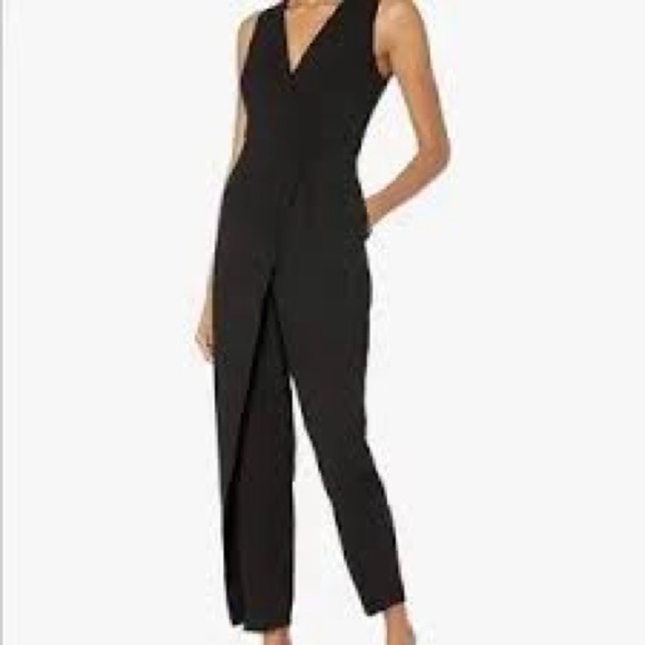 Bcbgeneration Faux Wrap Elegant Black Jumpsuit - Picture 1 of 8